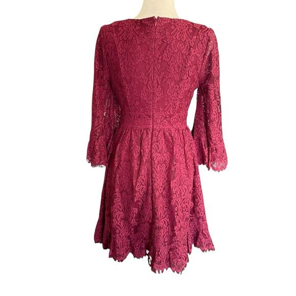 Modcloth Dress Womens Burgundy Lace Through The Bluebells Bell Sleeves S Boho - Picture 4 of 13
